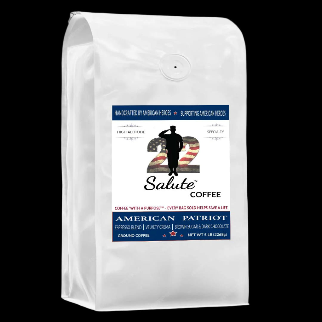 22 Salute Coffee American Patriot Espresso Blend, Specialty Arabica Coffee, 5lb bag, Ground