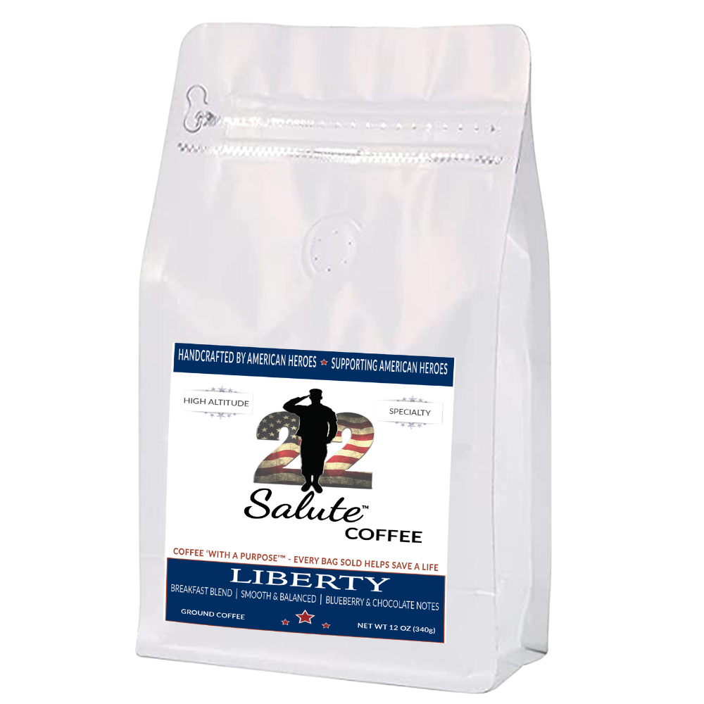 22 Salute Coffee Liberty Blend, Medium Roast, Specialty Arabica Coffee, 12oz bag, Ground
