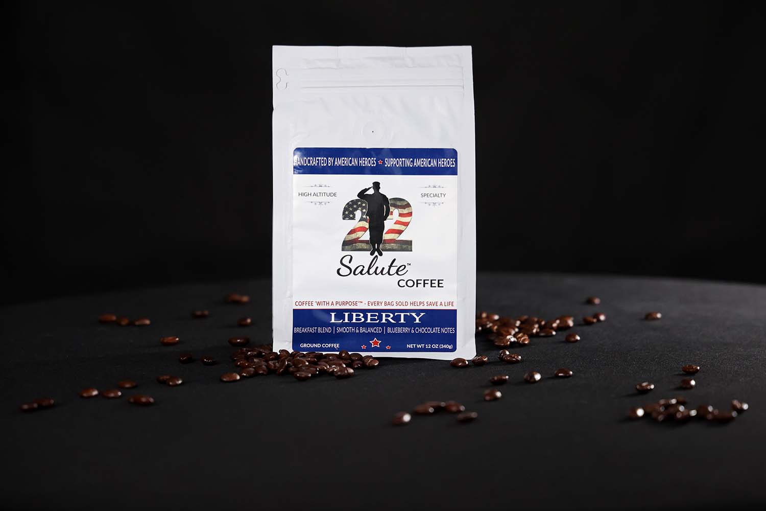 22 Salute Coffee Liberty Blend, Medium Roast, Specialty Arabica Coffee, 12oz bag, Ground